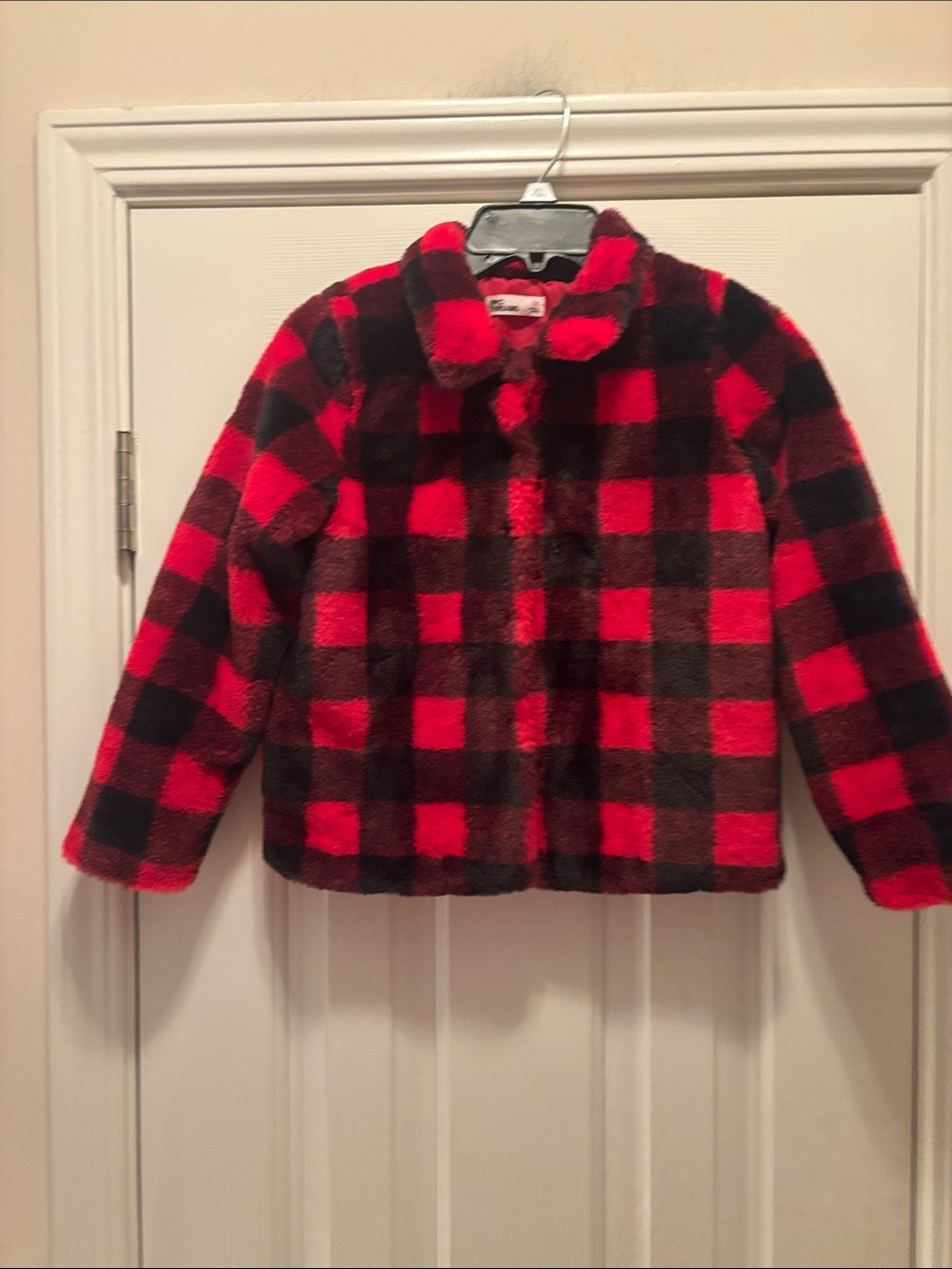 Epic Threads Red and Black Buffalo Plaid Faux Fur Jacket for Kids